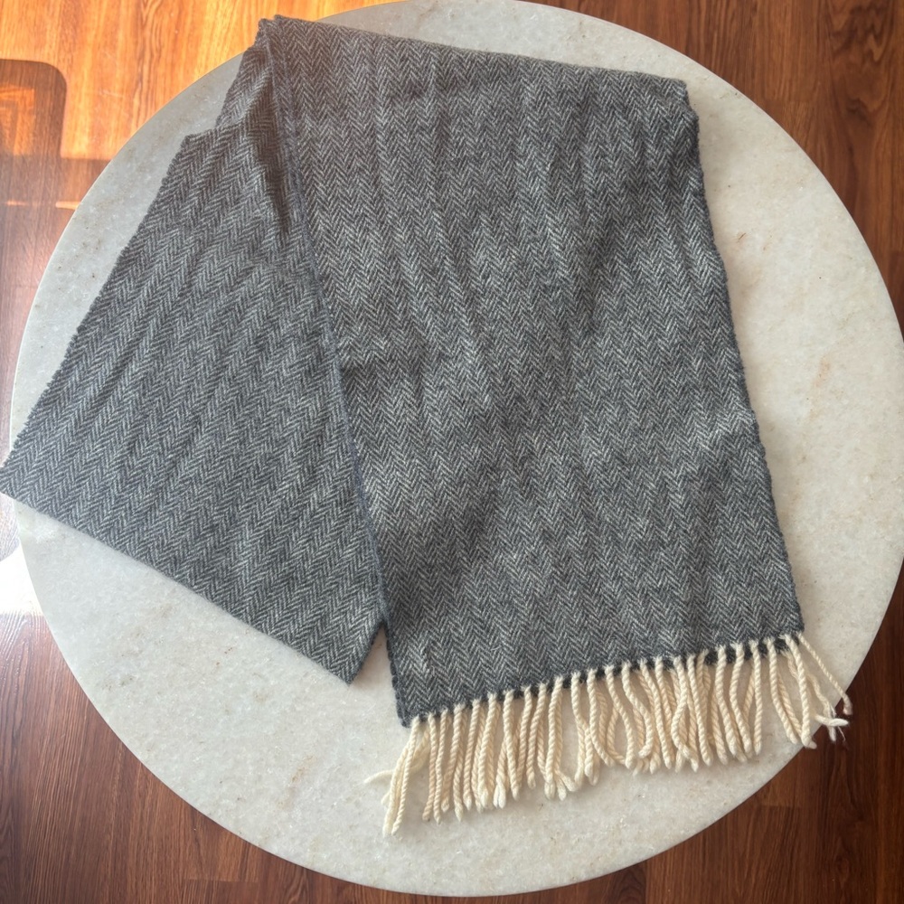 Oxford Gray and Cream Herringbone Scarf